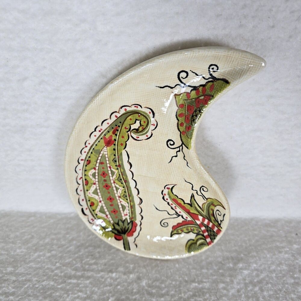 Pier 1 Imports Earthenware Jardine Paisley Plate Serving Dish 8 Inches